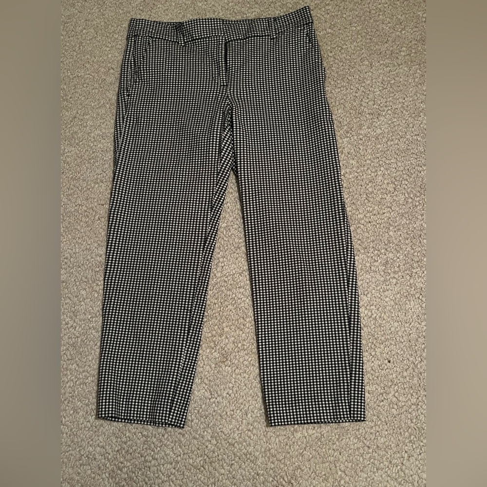 LOFT Women's Black and White Patterned Straight Leg Pants